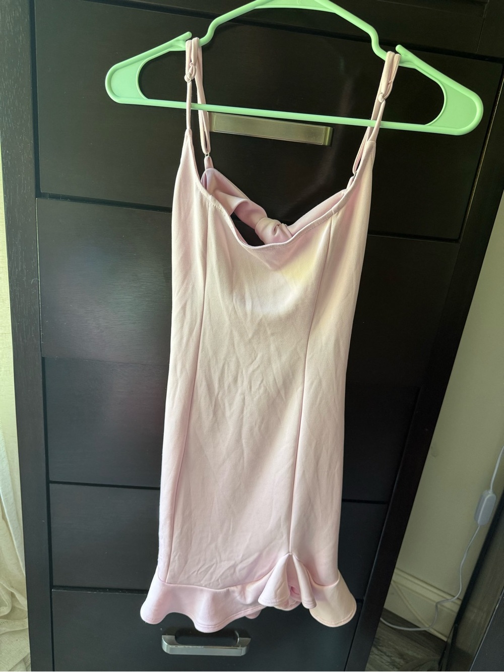 Lucy in the Sky Light Pink Mini Dress with Flounce Hem
